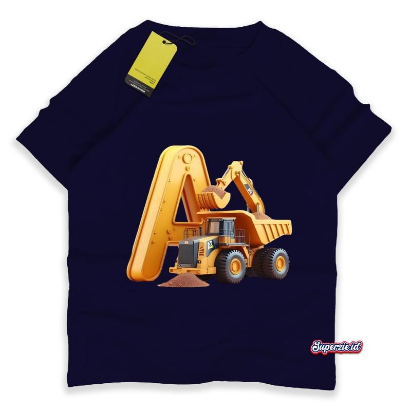 Superzie Baju kaos anak Laki laki 4-13 Tahun Motif Kendaraan alat berat Beko 3 Dimensi 3D DT04 Katun adem 30s 4