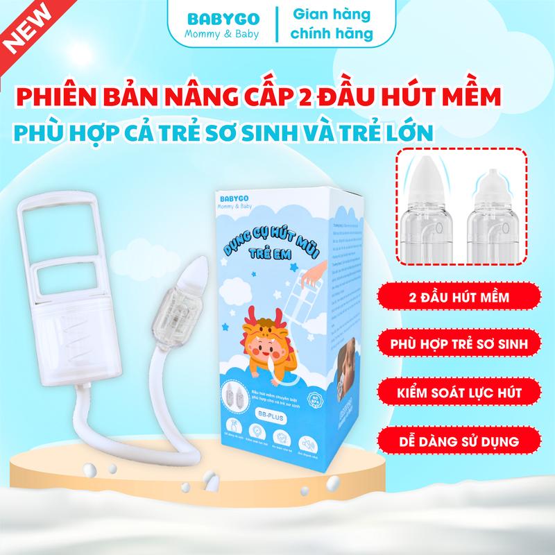 [2025] Dụng cụ hút mũi trẻ sơ sinh BABYGO, Dụng cụ hút mũi bằng tay, Dụng cụ hút mũi cho bé bản nâng cấp mới 2 đầu hút silicon mềm phù hợp cho cả trẻ sơ sinh , dụng cụ hút mũi kéo tay, dụng cụ hút mũi cho bé