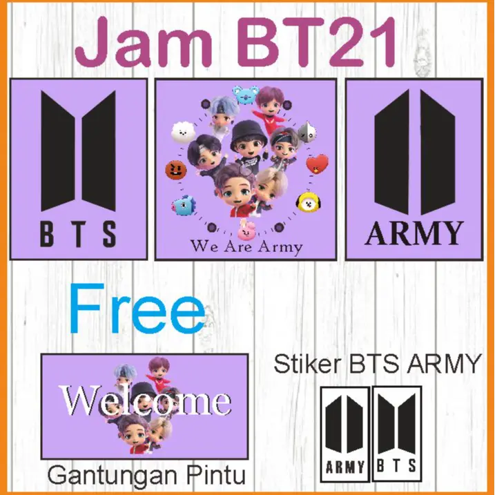 Jam Dinding BTS Series Ungu Mesin Jam Sweeft