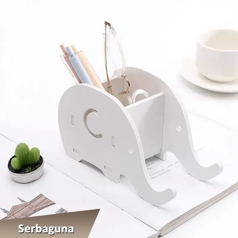 DHWE Rak Pensil Multifungsi Bentuk Hewan Gajah Desk Organizer & Phone Holder 8