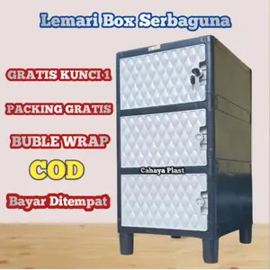 Lemari Rak Tempat Baju Buku Rias kunci 1 bahan Plastik Serbaguna