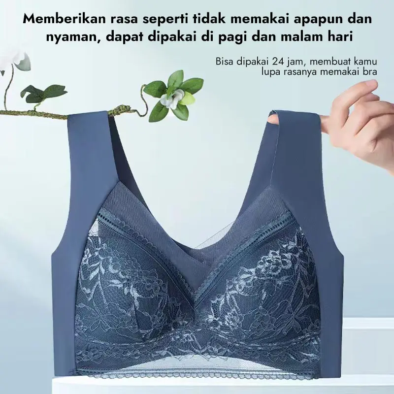 9bra-Bra Seamless Sport Push Up Bra Jumbo Renda Bunga Big Size Tanpa Kawat