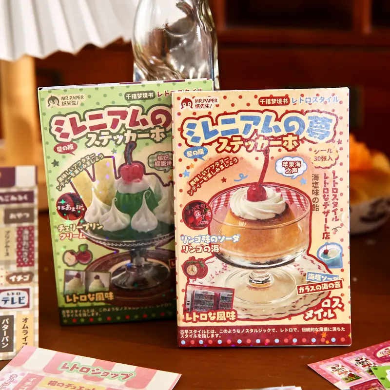 Buku Sticker 30 Lembar Tema Dessert - Bahan Art Paper untuk Dekorasi Journal Album  Scrapbook sticker shop