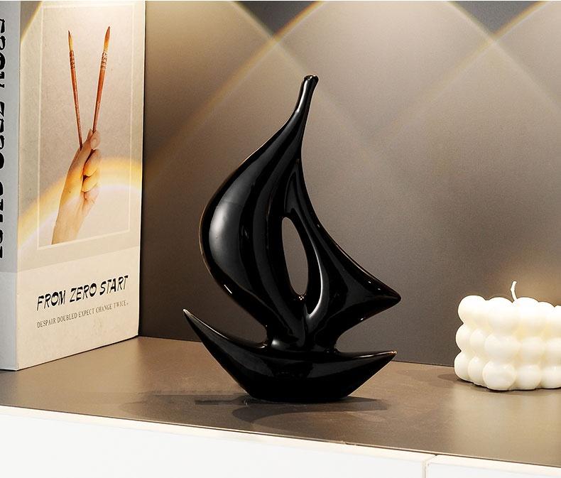 Product Introduction of Simple Modern Ceramic Sailboat Statue Creative TV Cabinet for Living Room Home Decorative Crafts 7