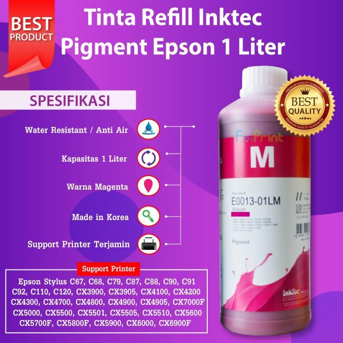 Tinta Pigment InkTec E0013-01LM Magenta 1 Liter Refill Printer Epson 3