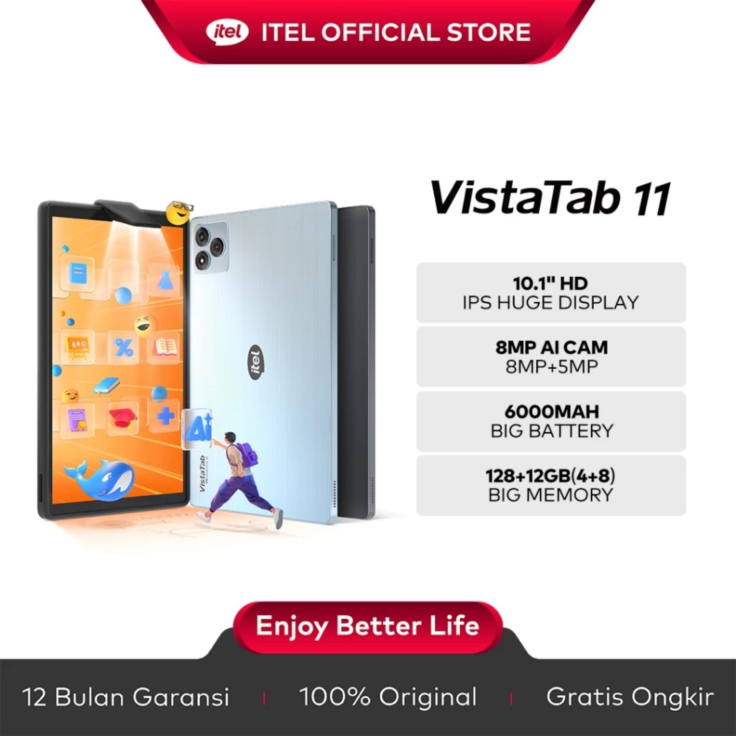 Official itel VistaTab 11 Tablet + KEYBOARD + PEN- 12GB(4+8)+128GB - 10.1" HD+ IPS Display Screen - 6000mAh - Support ChatGPT - AI Assistant with Learning Center
