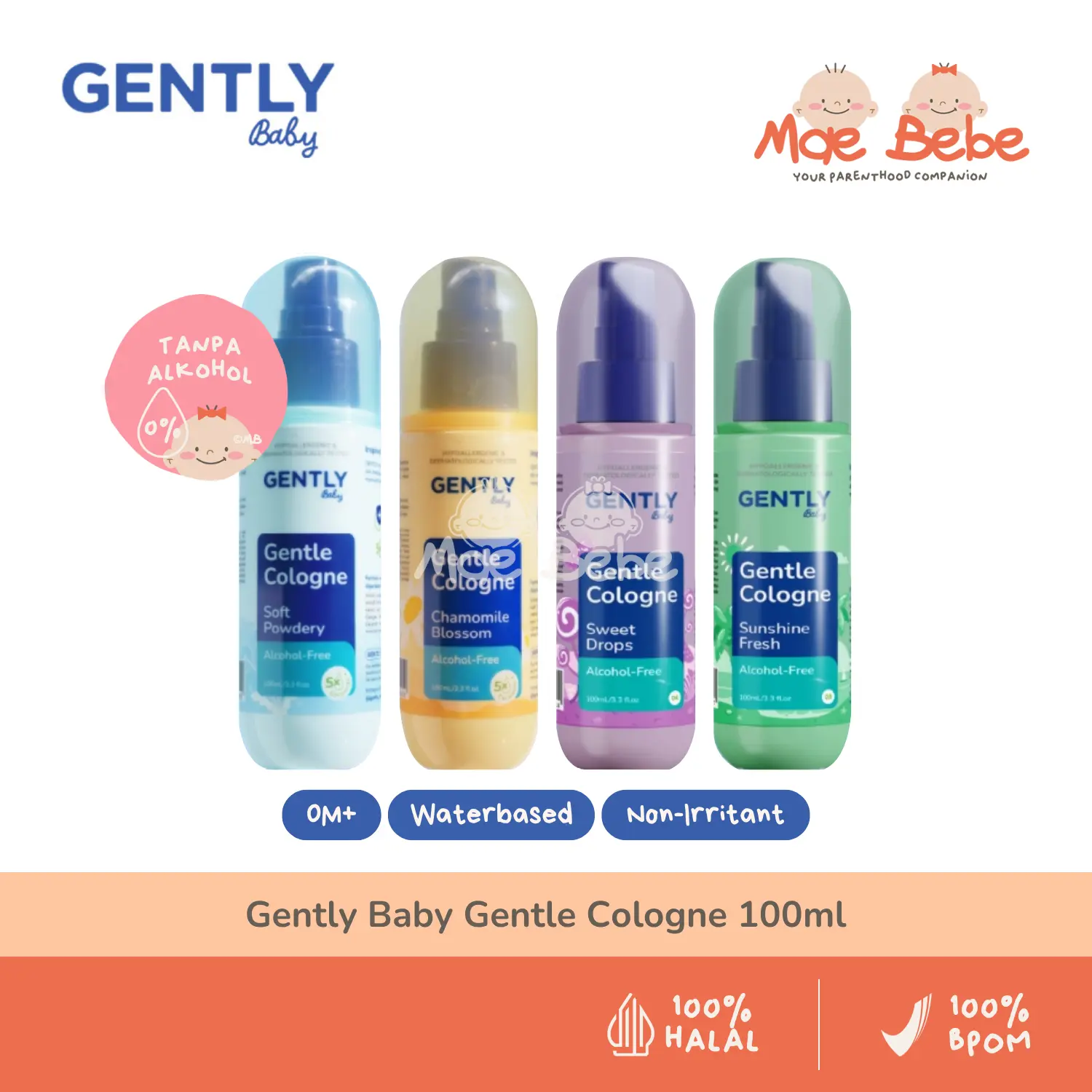 Gently Baby Gentle Cologne Parfum Minyak Wangi Anak Bayi Musk Tanpa Alkohol 100ml