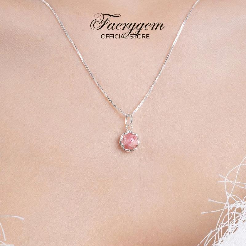 Dây chuyền Crown Đá Đào Hoa Garnet Citrine Aquamarine Rose Quartz thiết kế đặc biệt FaeryGem năng lượng Bạc S925