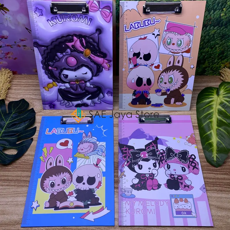 PAPAN DADA ALAS UJIAN KARAKTER LABUBU SANRIO AVENGERS DAN RABIT UKURAN A4 / PAPAN JALAN KARAKTER 1