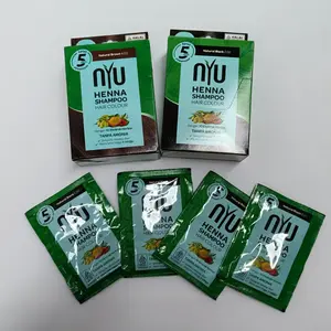 NYU Shampo Henna Warna Rambut, 1 Box Isi 4 Pcs, Tanpa Amonia, Pilihan Warna Natural Brown & Natural Black
