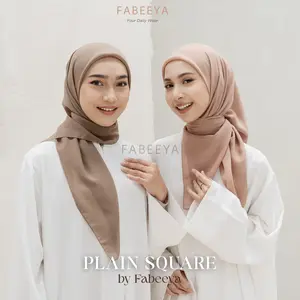 Fabeeya - Plain Square Hijab Segi Empat Polycotton Double Hycon Premium Adem Tegak Nyaman Mudah Dibentuk Kerudung Daily