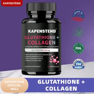 KAPENSTEND Glutathione Whitening Collagen 500MG Suplemen 60 Kapsul Mencerahkan Kulit dan Membuatnya Terlihat Lebih Muda Aman dan Efektif untuk Semua Jenis Kulit
