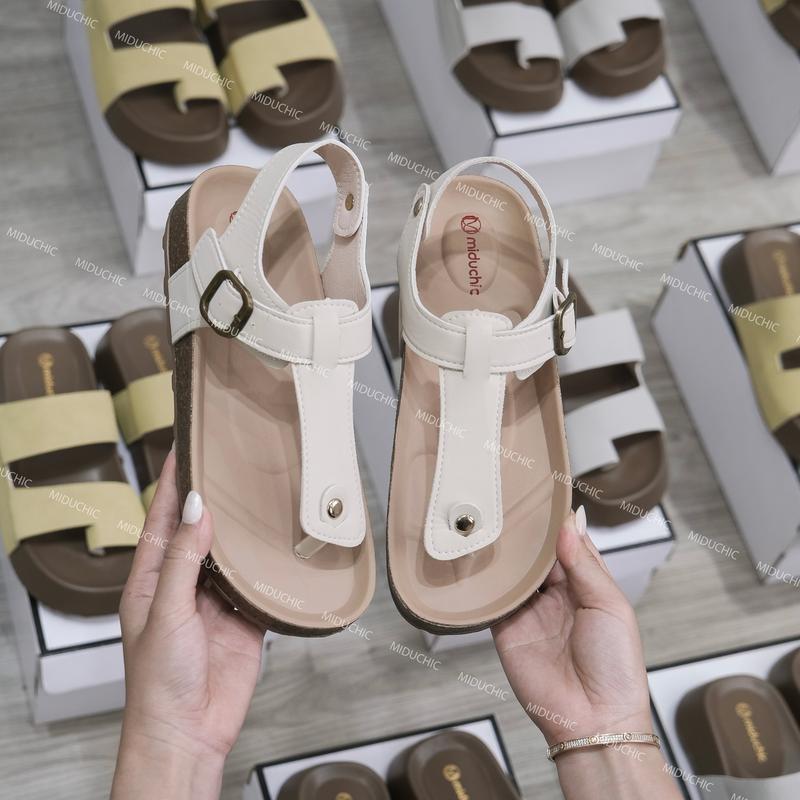 Giày Sandal Đế Trấu Nữ MIDU JIMIE Quai Kẹp Đơn Giản 3 Màu, Dép Quai Hậu Nữ Da Mềm Quai Khóa Hàng Cao Cấp