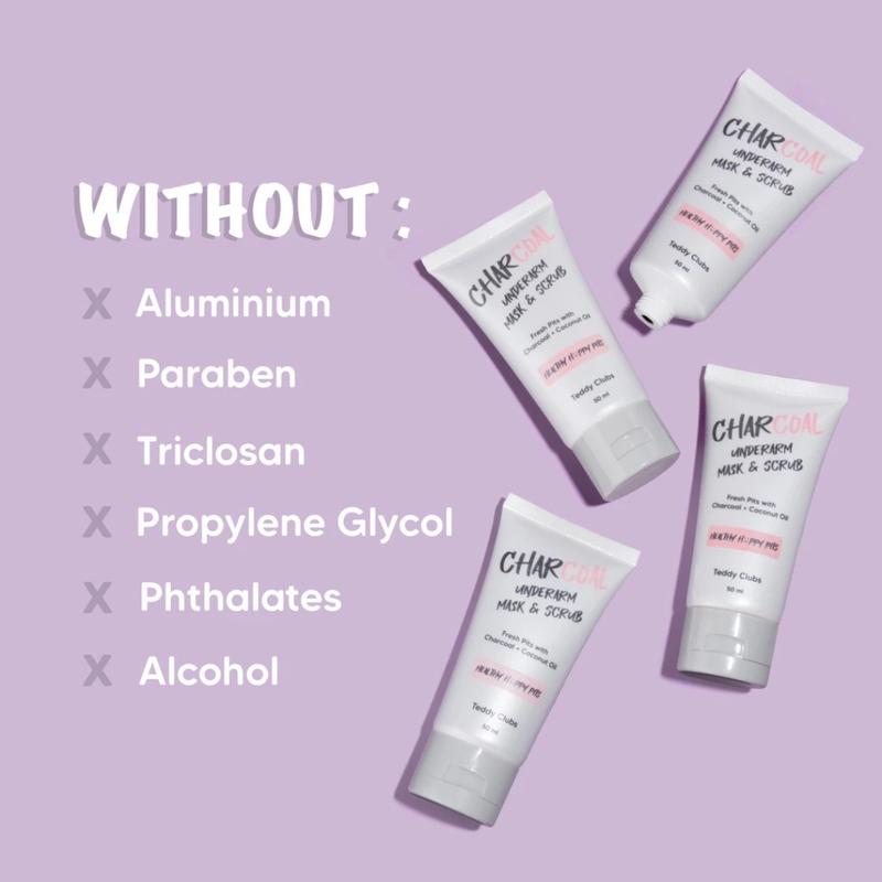 [2 PCS] Teddy Clubs Scrub dan Masker Ketiak Charcoal Dengan Kandungan Charcoal dan Coconut Oil untuk Menghaluskan dan Mengurangi Odor Ketiak 2