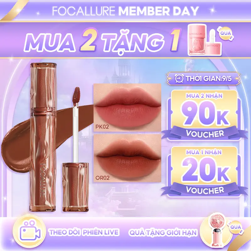 [Voucher 89k] FOCALLURE Pro-blur Airy Velvety Son Kem Nhung Hỗ Trợ Dưỡng Ẩm Cho Môi Mềm Mướt