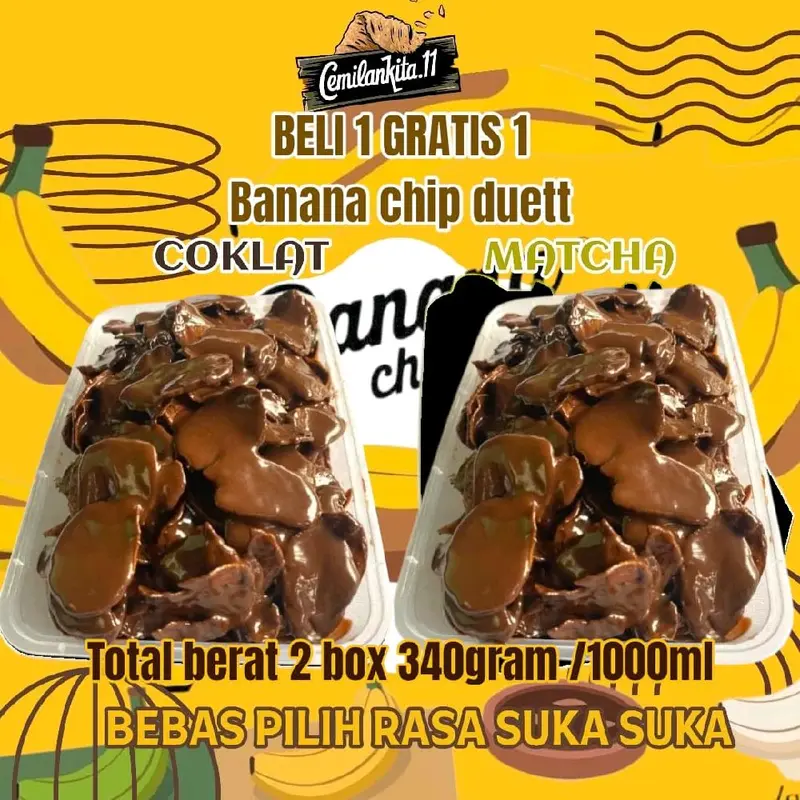 KERIPIK PISANG LUMER BANANA CHIPS 500ML berat 170 gram Coklat Snack Kripik 1