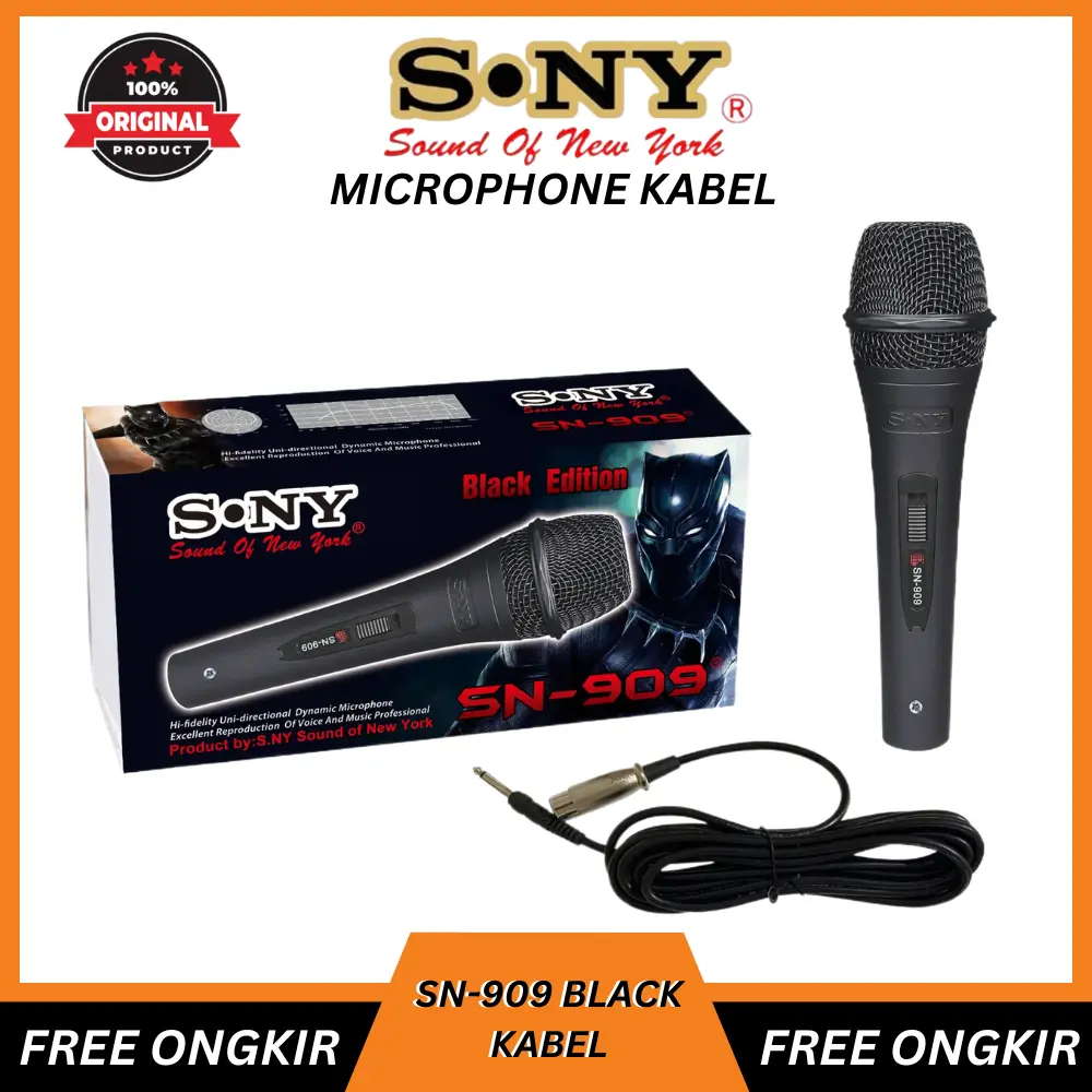 S. NY SOUND OF NEW YORK MICROPHONE CABLE SN-909 BLACK MIC KABEL MIKROFON KARAOKE