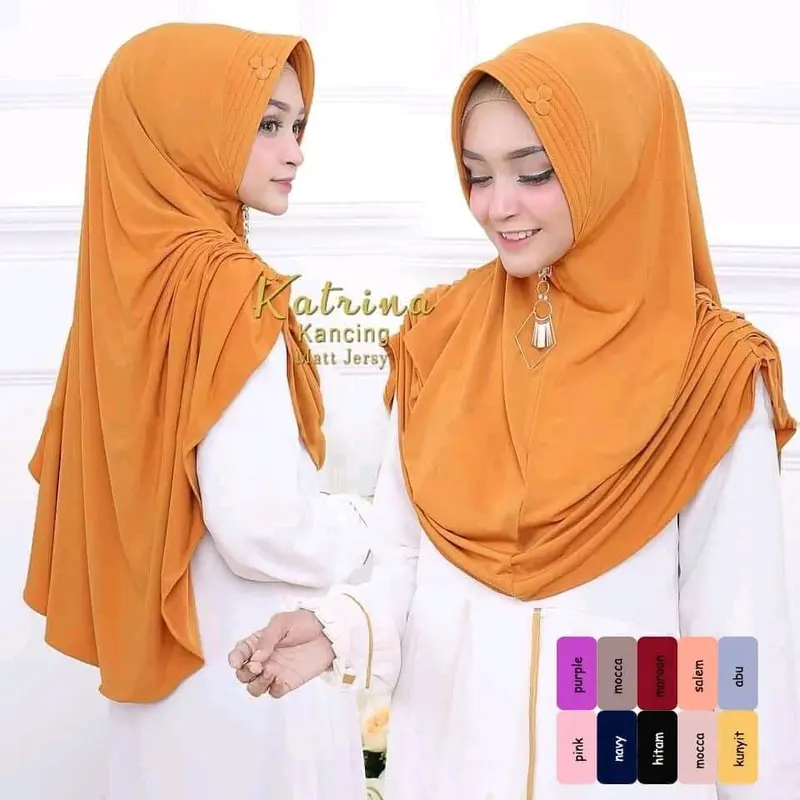 KATRINA BERGO KANCING JERSY CANTIK | HIJAB INSTAN | JILBAB BERGO INSTAN Pad Hitam 2