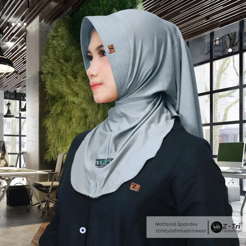 Ztri hijab Cantik Premium Stylish Muslim Kekinian Bahan Lembut Nyaman Tebal Spandek Balon Motif Ped Ukuran M/L/XL 4