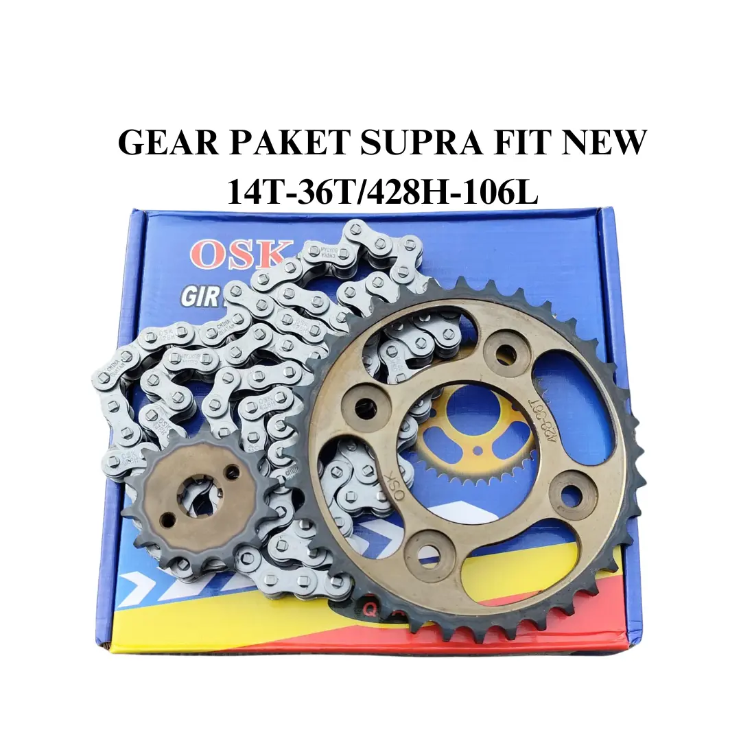 GEAR PAKET / GIGI TARIK SUPRA FIT NEW SUPRA X 125 KARISMA REVO BLADE KUALITAS SUPER 14T-36T/428H-106L OSK