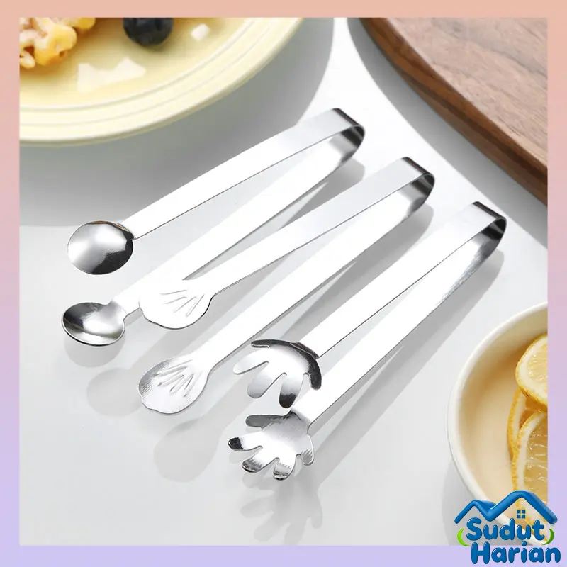 Mini Stainless Steel Kitchen Tongs, Multifunctional Food & Ice Cube Tongs, Korean Style