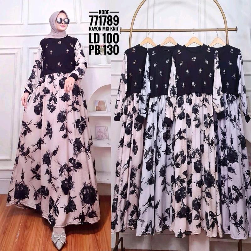 Gamis rajut impoert Premium Bunga 5