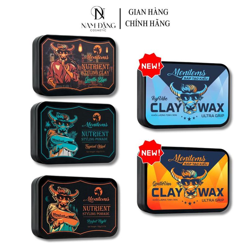 Sáp vuốt tóc Menitems Clay Wax Ultra Grip 90g Perfect Night Tropical Wind Gentle Blue 50g-100g