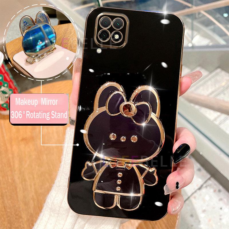 Product Introduction of Casing for Samsung Galaxy A22 4G A12 A42 5G M12 Case, Fashion Plating Soft Phone Case with 3D Cute Rabbit Makeup Mirror 306° Rotating Stand Cartoon Couple Cases 10