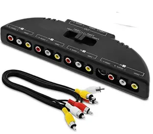 AV Selector Switcher 4in1 Audio Video RCA Selektor Switch Untuk TV Set Top Box Game Console