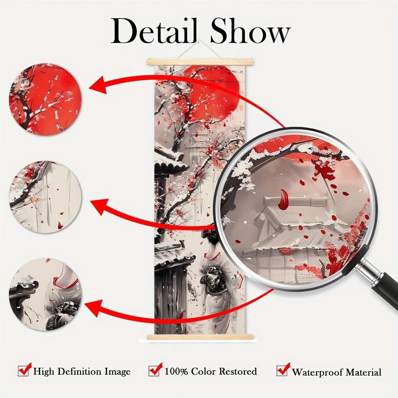 Product Introduction of ภาพวาดบนผืนผ้าใบเลื่อมแขวน, สไตล์ญี่ปุ่น, ศิลปะ Deco-ธีมผู้หญิงกิโมโนผู้หญิงโปสเตอร์ภาพเหมือนศิลปะหมึก, สำหรับตกแต่งผนังบ้านและห้องนอน 1