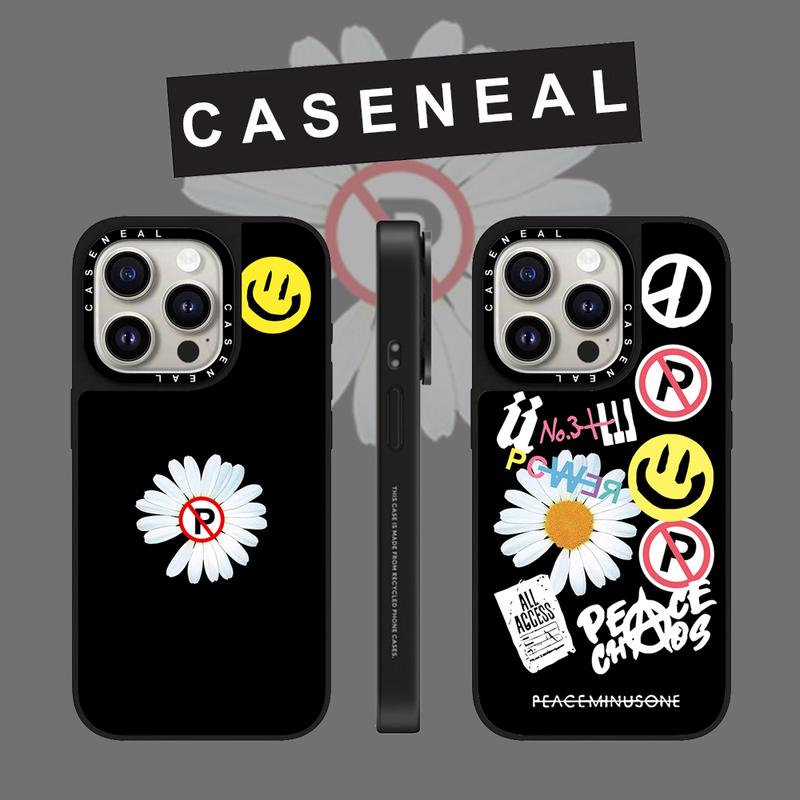Ốp Điện Thoại, CASENEAL GD, Thiết Kế Graffiti Hoa Cúc Và Gương Mặt Cười, Dành Cho iPhone 17, Air, 16, Pro Max, 15 Plus, 14 ProMax, 13, 12Pro, 11, Chống Sốc, Viền Mềm, Ốp Bảo Vệ Cứng