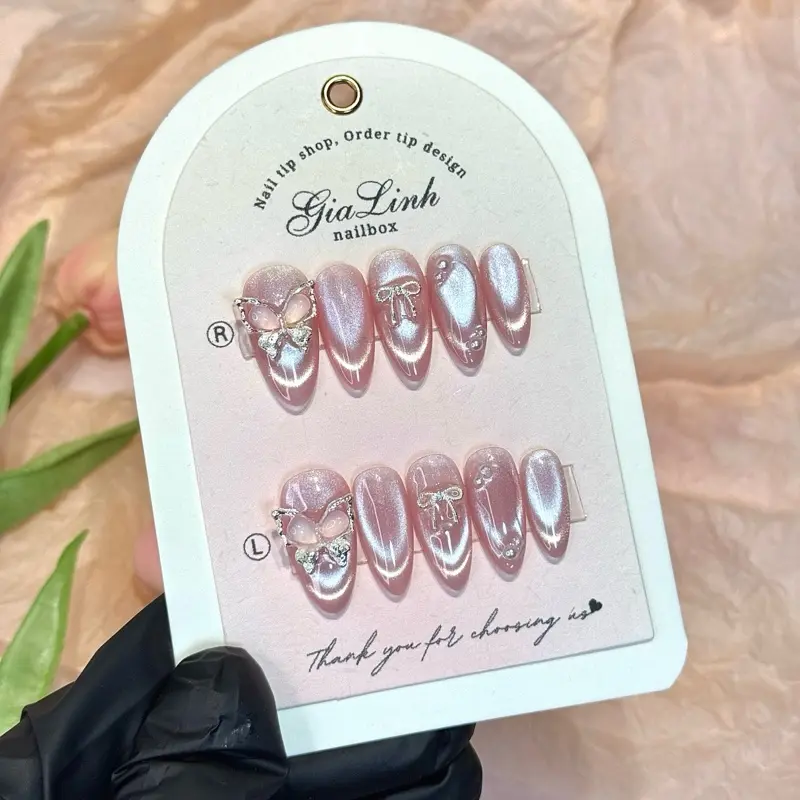 M428 nailbox thiết thạch mắt mèo phối charm xinh đi chơi đi tiệc kỉ yếu 6
