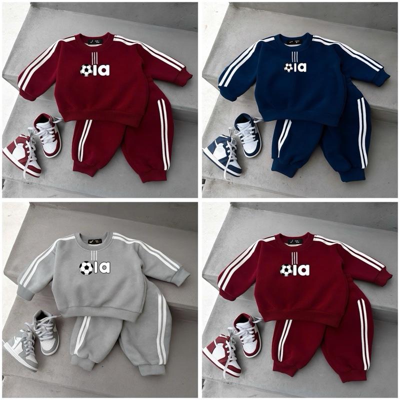 SÉT BỘ NỈ LÓT BÔNG TÀU {OLA}. Thể Thao Thu Đông Dành cho Bé Trai Hay Bé Gái chạy sọc viền in chữ OLA. Đủ Size 6-45 kg Chất Nỉ lót Bông Ấm Áp