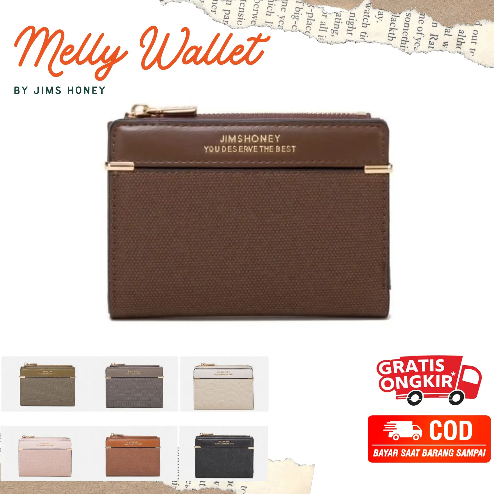 Melly Jims Honey Dompet Lipat Mini Wanita Polos