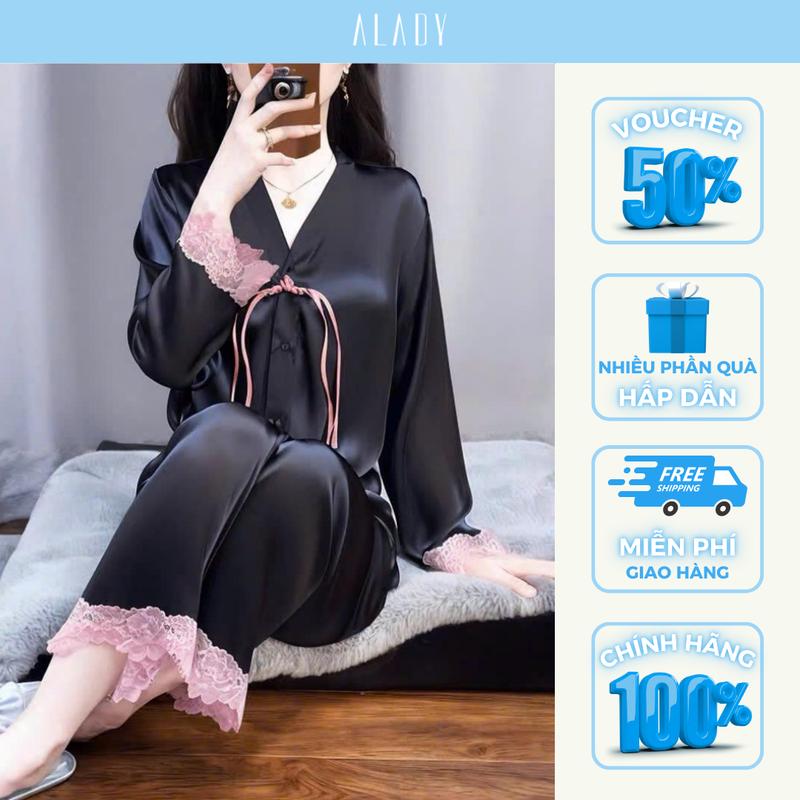 ALADY TD017 - Bộ Đồ Ngủ Pyjama Mềm Mim Lụa Dài Tay Cho Nữ Cảm Giác Thoải Mái Tối Đa Chất Liệu Mim Lụa Mềm Mại & Êm Ái Khi Mặc