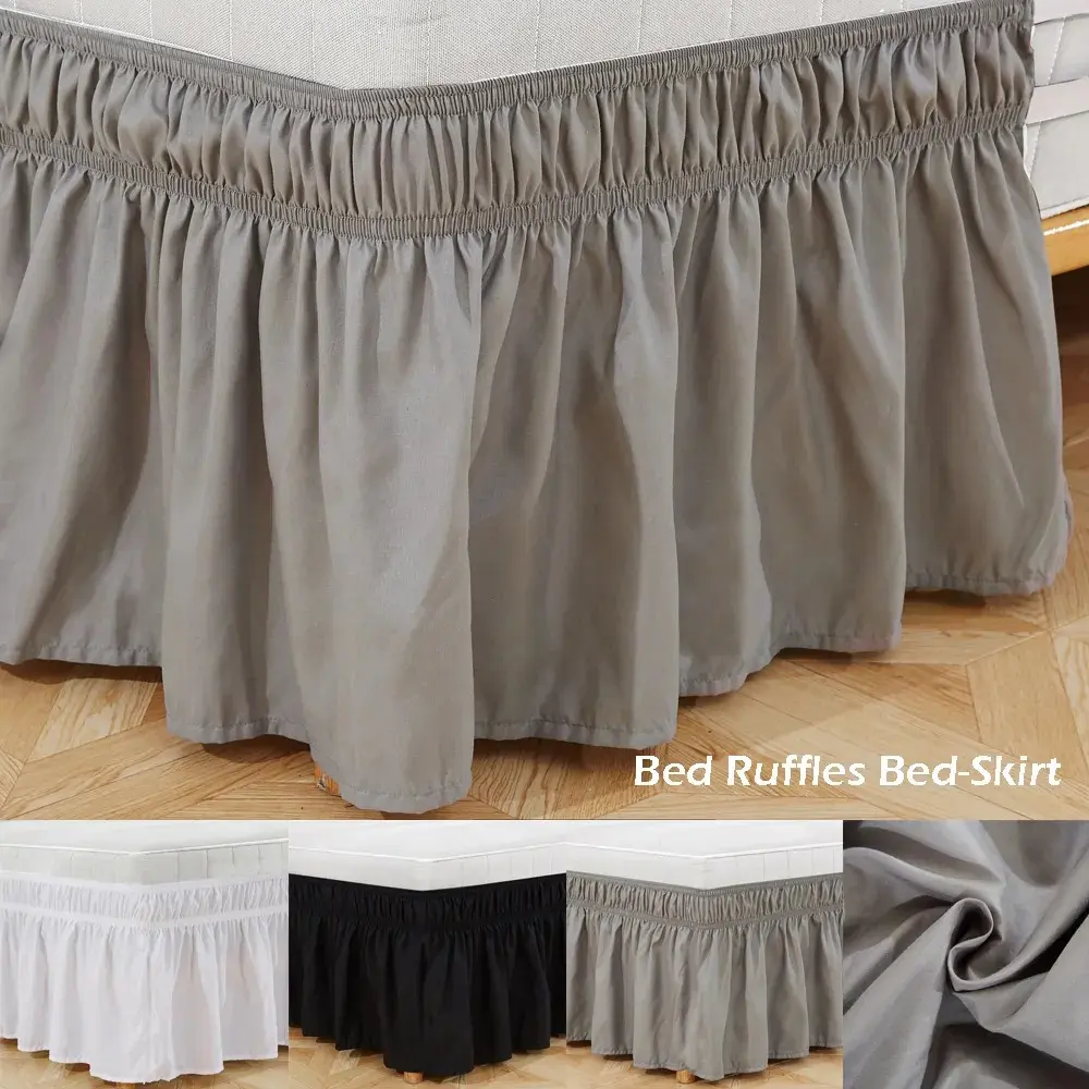 Skirt Katil, Elastik, Diperbuat daripada Poliester, Selesa, Boleh Tanggal, Warna Pepejal, Hiasan Sisi Katil, Ruffles, Sesuai untuk Bilik Tidur