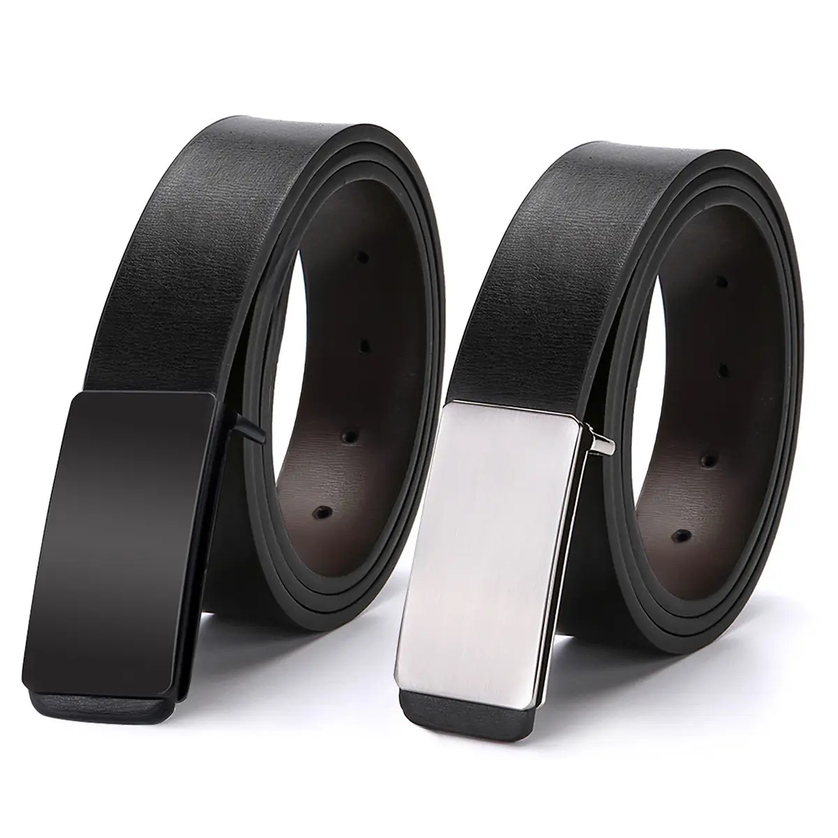 Thắt Lưng Da Nam, Rộng 3,3cm, Khóa Trơn, Thời Trang Trẻ Trung, Phong Cách Hipster Hàn Quốc, Được Làm Bằng Da Bò Lớp 2, Được Làm Bằng Da Bò