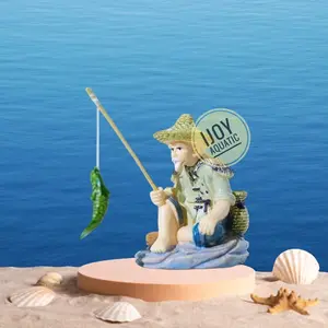 Hiasan miniatur KAKEK MANCING nelayan mancing hiasan diorama akuarium paludarium vivarium