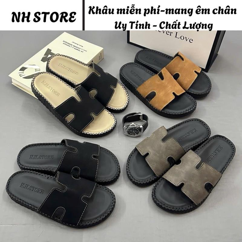 [Mẫu Mới-phiên Bản cao cấp ] Dép Nam Đẹp mang bao Êm Chân chữ H (4 lỗ). Phom bao Đẹp. ngan doctor Quai Da . Được khâu chỉ toàn bộ, đế đúc cao su, mang vào thoải mái và êm chân DéP  Sandal GiàY Đế Bằng