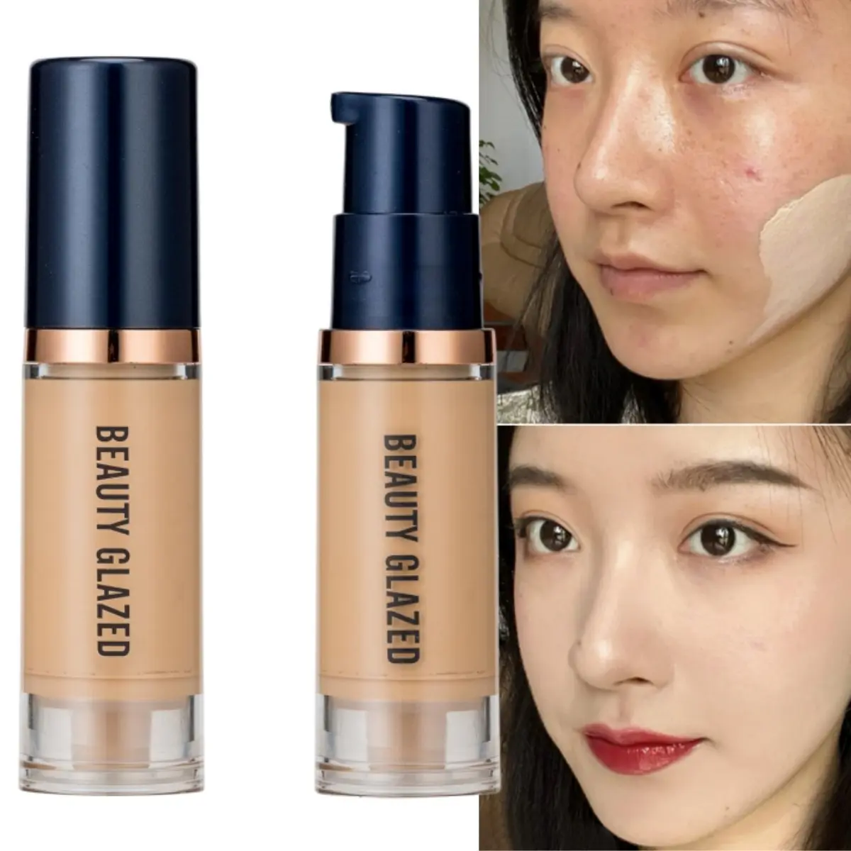 1Pc Lightweight Moisturizing Liquid Foundation Waterproof Anti-sweat Full Coverage Long-lasting Foundations Face Base Makeup
