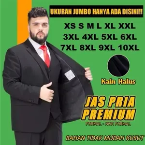 10XL 9XL 8XL 7XL 6XL 5XL 4XL 3XL XXL XL L M S XS JAS HITAM SIZE JUMBO / JAS COWOK UKURAN BESAR Formal Pria Wisuda Kantor Kerja Blazer Keren