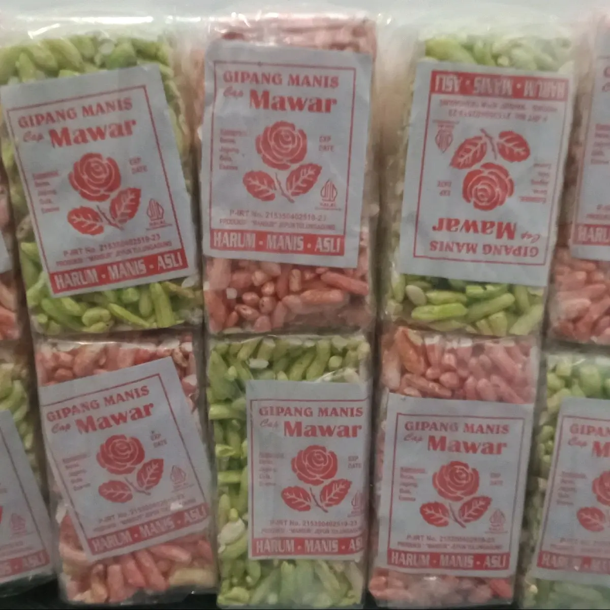 Gipang Beras Manis 50 keping/pcs dan Gipang jagung manis cap Mawar khas tulungagung Camilan Food Snack