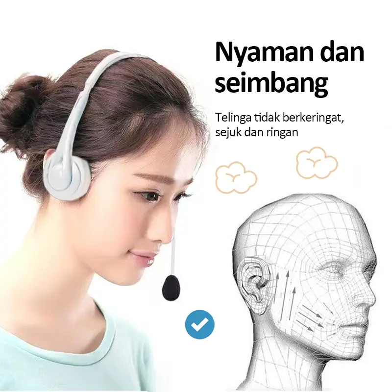 Bonkyo Wired headset business operator special headset USB headset  cable Headphone Hitam Earphone Subwoofer Microphone 4