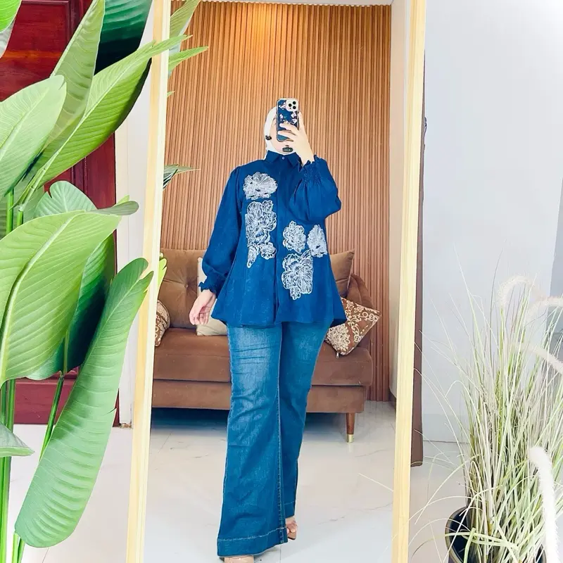 Atasan wanita terbaru//kemeja katun lembut bordir hayda 3