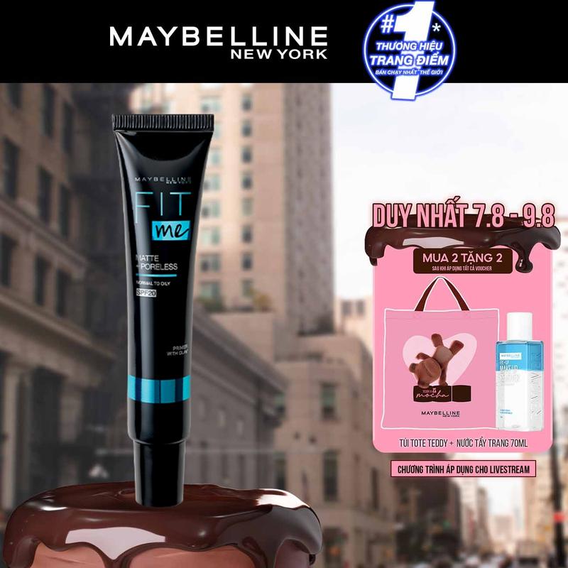[MUA 2 TẶNG 2] Kem Lót Kiềm Dầu Ngăn Xuống Tông SPF 20 Fit Me Primer Matte+Poreless Maybelline New York 30ml