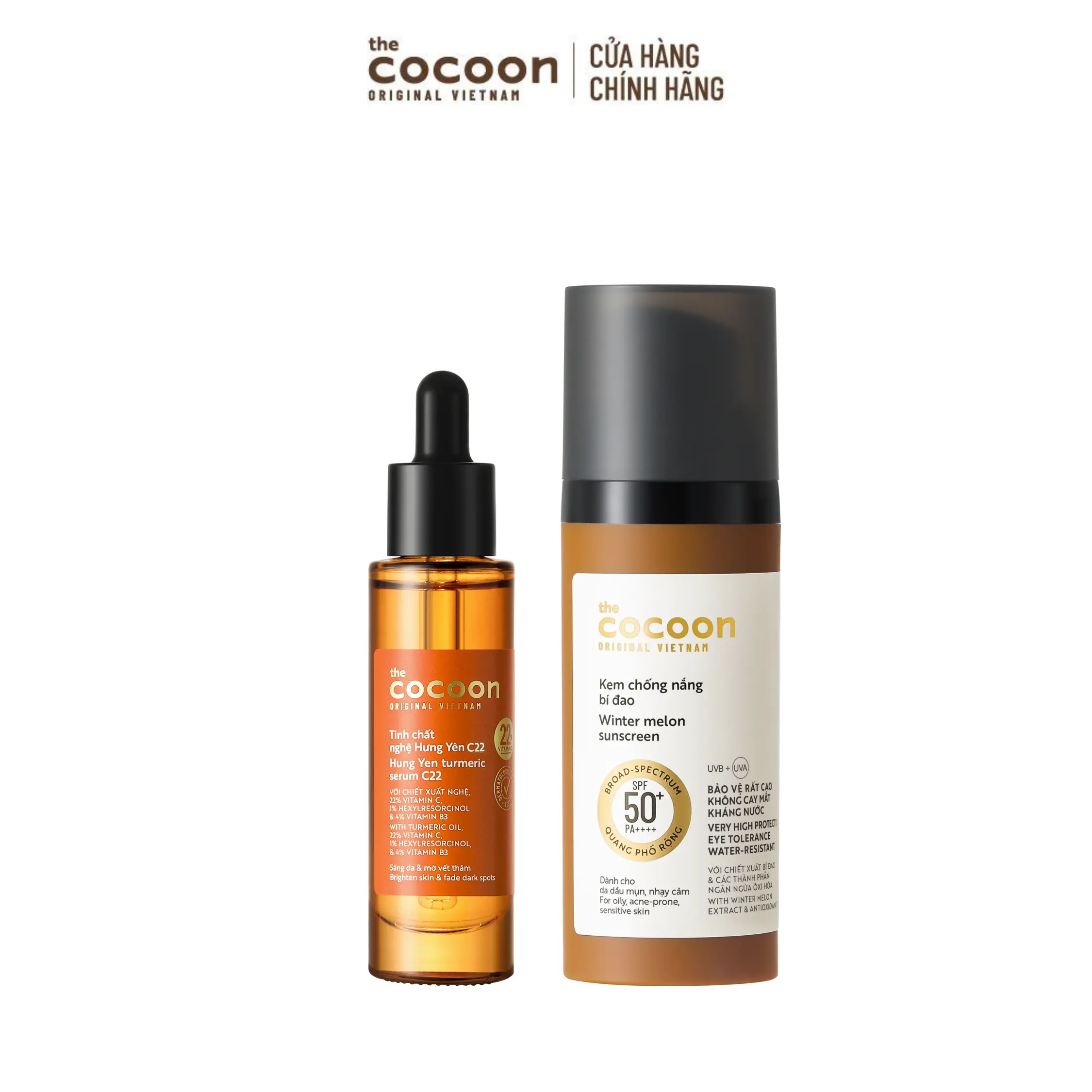 Ảnh đại diện COMBO 1 Tinh chất nghệ Hưng Yên C22 - 22% Vitamin C 30ml + 1 Kem chống nắng bí đao Cocoon 50ml