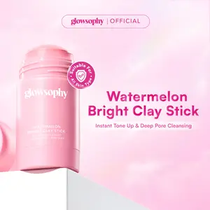 Glowsophy Watermelon Bright Clay Stick Mask 40g - Masker Wajah Glowing Mencerahkan, Meratakan Warna Kulit & Menyamarkan Noda Hitam Natural Eksfoliasi untuk Mengangkat Sel Kulit Mati StickWajah Face Cleansing Brightening Masker Eksfoliasi Wajah Niacinamide