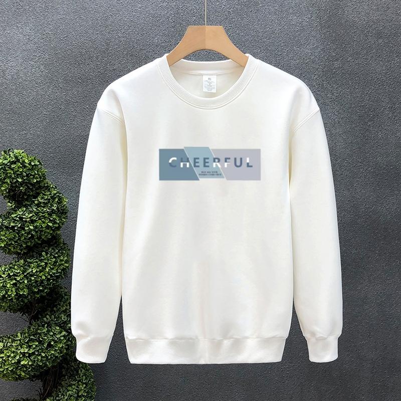 Áo Len Cổ Tròn Thường Ngày Cho Nam, Áo Chui Đầu Dáng Rộng Ins Xu Hướng Mùa Thu Mới, Áo Len Cotton Dài Tay In Họa Tiết Đa Năng Thời Trang, Áo Thun Dài Tay Tùy Chọn Hai Màu Menswear Hoodie Đen