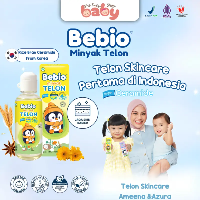 Bebio Minyak Telon Ceramide Original & Plus - 60 ml | Menghangatkan & Melindungi Skin Barrier Kulit Bayi 1