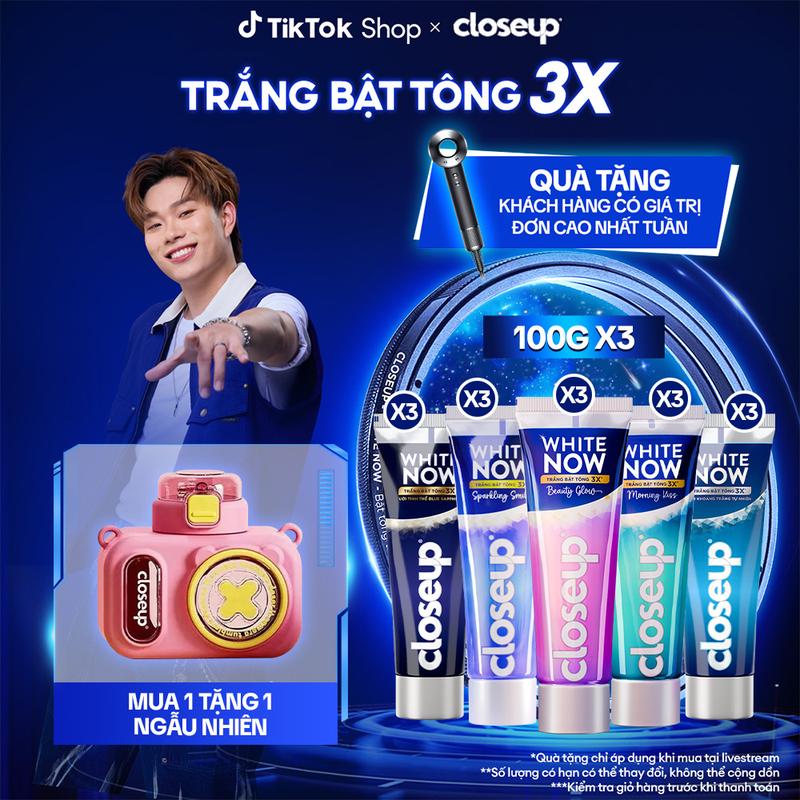 Combo 3 Kem đánh răng Closeup White Now - Trắng Bật Tông 3X từ Công nghệ Ánh Sáng Xanh - Tinh Thể Blue Sapphire 100g [4]